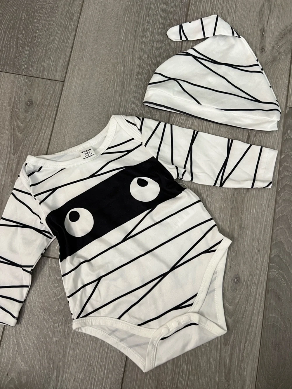 Baby Mummy Costume Pajama Set - Black & White Striped